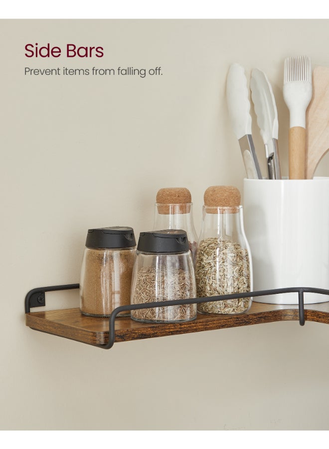 VASAGLE Corner Shelves, Set of 2 L-Shaped Wall Floating Shelves, Industrial Style, for Living Room, Bedroom, Kitchen, Rustic Brown and Black - Image 4