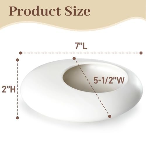 Eggone Japanese Inspired Ceramic Vase Ikebana kit, Pebble Shaped Flower Arrangement Bowl with 2inch Flower Frog Pin Frog Flower Stems Holder (White) - Image 2