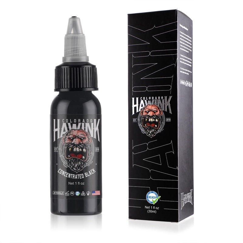 HAWINK Black Tattoo Ink 1 oz (30ml) Vegan-Friendly USA Standard Pigment Tattoo Supplies Concentrated Black TI203-30-002 - Image 1