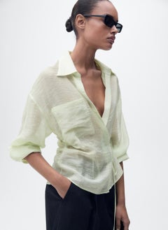 MANGO Cross-Over Lyocell Bow Closure Shirt  - Image 3