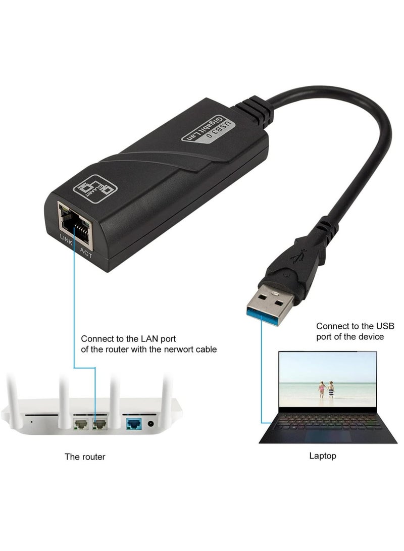 Wired Network Adapter USB 3.0 To Gigabit Ethernet RJ45 LAN 10/100/1000Mbps Ethernet Network Card for Laptop PC - Image 5