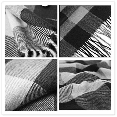 Rdylymx Men's Classic Arrival Winter Plaid Scarf with Tassel Edge - Soft, Warm, 72" 13" (Black Grey) - Image 2