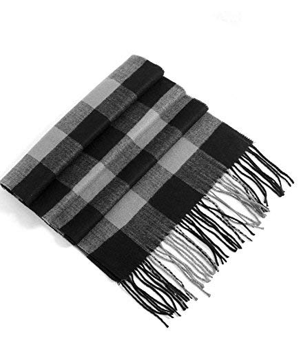 Rdylymx Men's Classic Arrival Winter Plaid Scarf with Tassel Edge - Soft, Warm, 72" 13" (Black Grey) - Image 5
