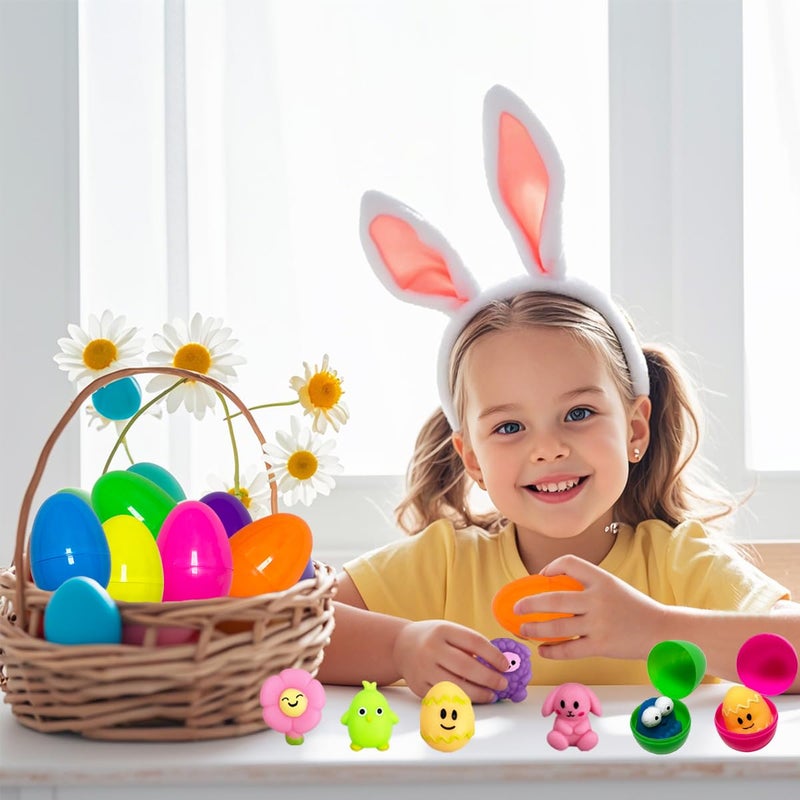 JoFAN 24 Pack Plastic Prefilled Easter Eggs with Easter Mochi Squishy Toys Inside for Kids Boys Girls Toddlers - Image 4