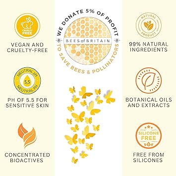 BEES of BRITAIN 99 Natural Clarifying Conditioner ACV Lavender No SulfatesParabensSilicones pH 55 Sensitive Skin We Donate 5 of our Profit to Save Bees Pollinators 250ml - Image 3