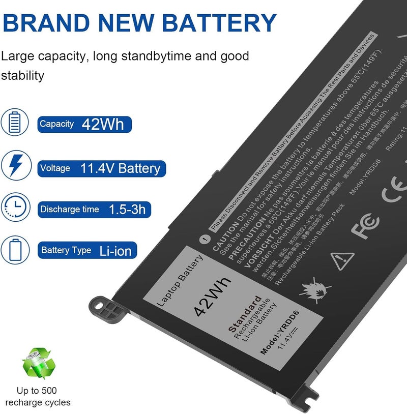 Wefly 42Wh YRDD6 Battery for Dell inspiron 15 3000 Series 3583 3593 3582 3584 3501,inspiron 15 5000 Series 5582 5584 5593 5594 5598 5585 14 3493 5481 5482 5485 5491 5493 7586 Vostro 5481 1VX1H P93G P75F - Image 5