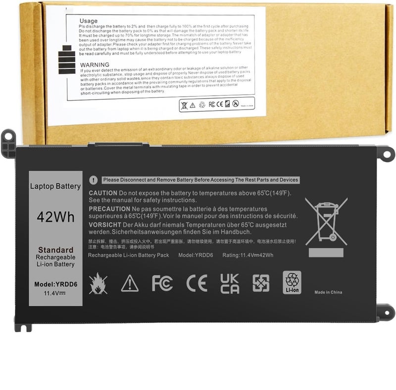 Wefly 42Wh YRDD6 Battery for Dell inspiron 15 3000 Series 3583 3593 3582 3584 3501,inspiron 15 5000 Series 5582 5584 5593 5594 5598 5585 14 3493 5481 5482 5485 5491 5493 7586 Vostro 5481 1VX1H P93G P75F - Image 1