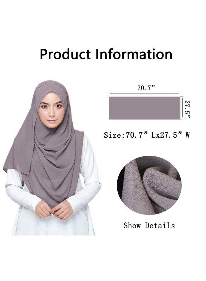 LMVERNA Solid Color Bubble Chiffon Scarf Women Muslim Hijab Long Scarf Wrap Scarves (Dark Grey), Female - Image 2