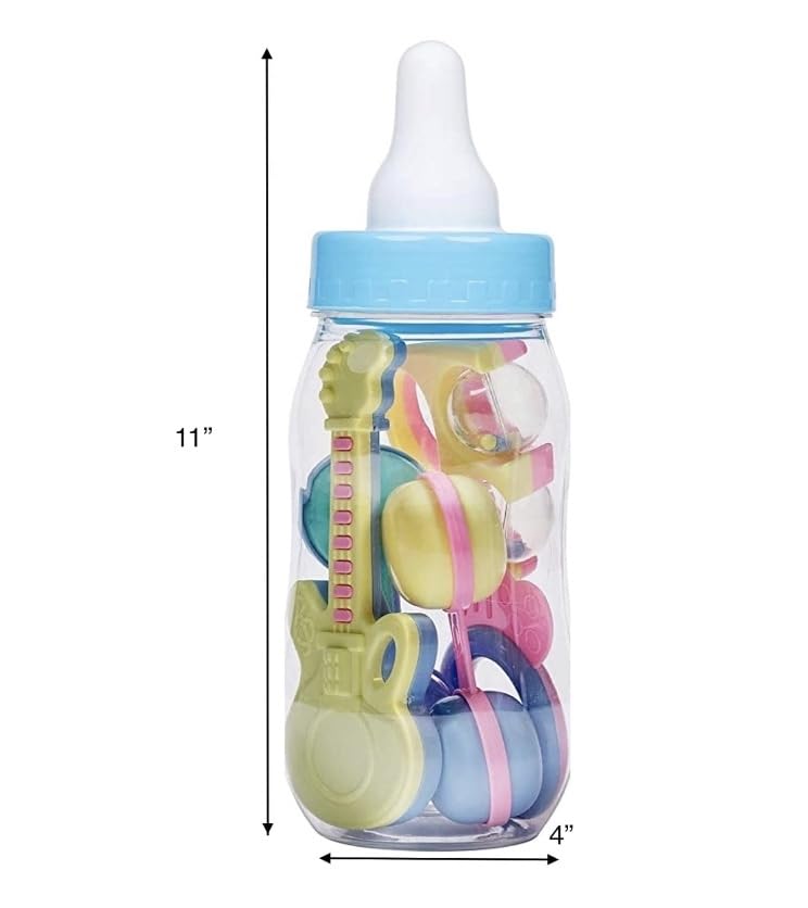 AVELLIM Plastic Baby Bottle 11" Jumbo Blue - Large Fillable Baby Shower Decoration, Gender Reveal Centerpiece, Guess How Many Game, Party Favor Holder for Candy, Trinkets, Gifts, Treats (Filled with Favors) - Image 3
