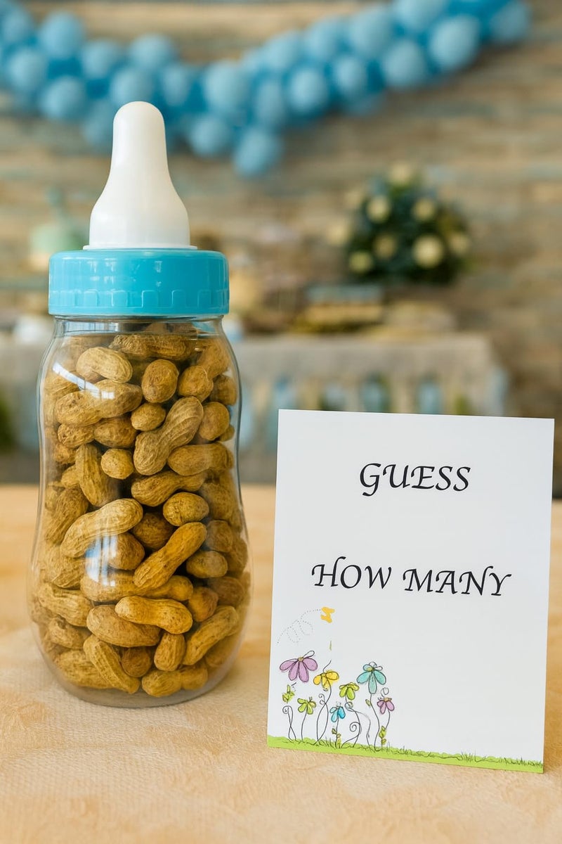 AVELLIM Plastic Baby Bottle 11" Jumbo Blue - Large Fillable Baby Shower Decoration, Gender Reveal Centerpiece, Guess How Many Game, Party Favor Holder for Candy, Trinkets, Gifts, Treats (Filled with Favors) - Image 4