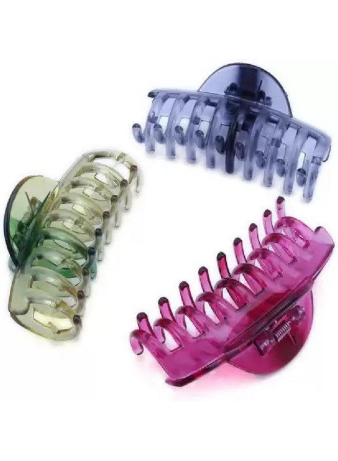 Blubby Transparent Hair Clutcher With Multi Color Hair Claw Clips for Women Pack of 3 - Image 1
