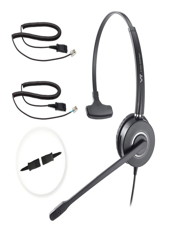 VT Telephone-Headset Microphone Noise-Cancelling Headphone QD - Quick Disconnect Call Center Headset with RJ09 Cables Compatible with Polycom,Yealink,Grandstream,Snom,Fanvil,Mitel Phones (Mono) - Image 1