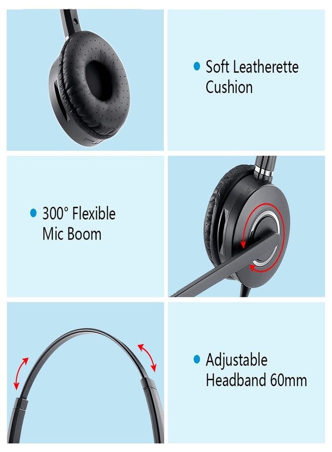 VT Telephone-Headset Microphone Noise-Cancelling Headphone QD - Quick Disconnect Call Center Headset with RJ09 Cables Compatible with Polycom,Yealink,Grandstream,Snom,Fanvil,Mitel Phones (Mono) - Image 3