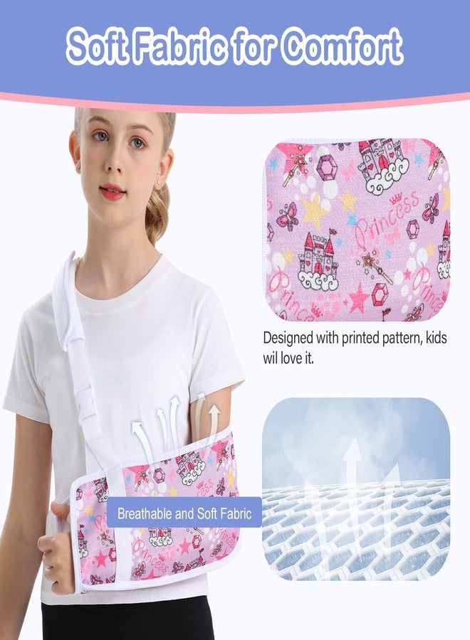 Ledhlth Kids Arm Sling for Broken Arm, Torn Rotator Cuff, Shoulder Elbow Wrist Injury, Printed Pediatric Brace Support (Purple Princess, Small) - Image 4