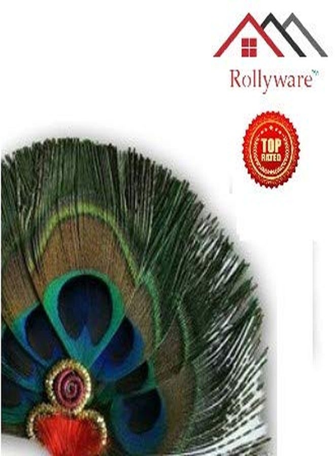 Rollyware Natural Peacock Feather More Pankh Fan Tails Original Full Length Laddu Gopal Handmade Morpankh Peacock Feather Dress, Pack of 2 - Image 3