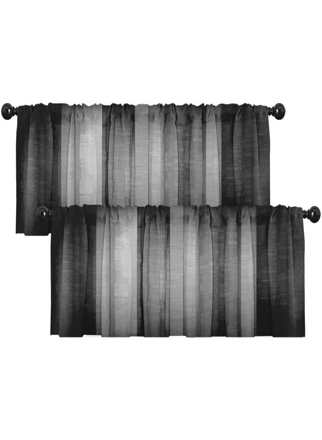 Emvency 2 Pack Dark Grey Valances Window Treatments, Gray Striped Abstract Blackout Drapes Adjustable Curtain for Windows Living Room Kitchen Over Sink, 18x52 Inch Rod Pocket Valances - Image 1