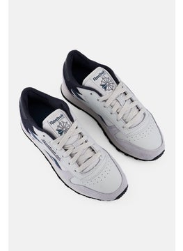 Reebok Kids Boy Classic Leather Lace Up Running Shoes, Grey  - Image 2