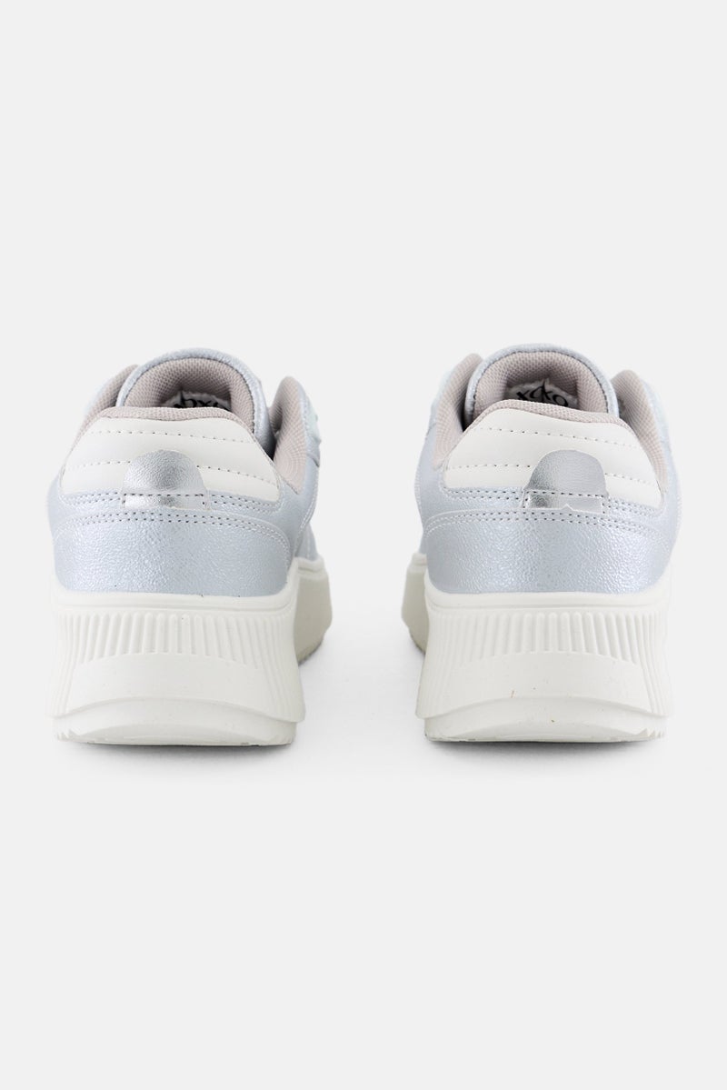 XOXO Women Lace Up Casual Shoes, Silver - Image 2