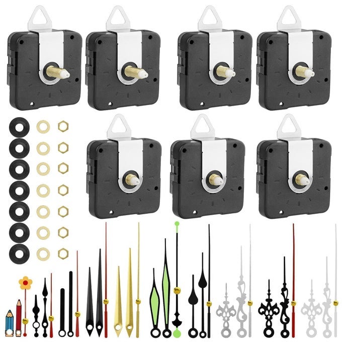 CLOCK MECHANISMS REPLACEMENT 7PCS QUARTZ BATTERY MOTOR MOVEMENTS WITH 10 SETS OF HANDS FOR DIY CLOCK PARTS REPAIR 131522MM SHAFT