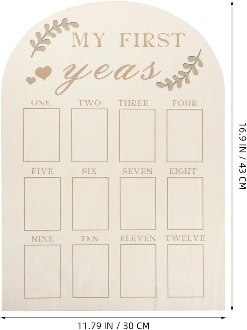 Milestone Photo Frame Wooden 12 Months First Year Keepsake Picture Frame Newborn Monthly Memory Board Nursery Décor - Image 2