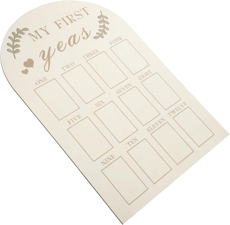 Milestone Photo Frame Wooden 12 Months First Year Keepsake Picture Frame Newborn Monthly Memory Board Nursery Décor - Image 1