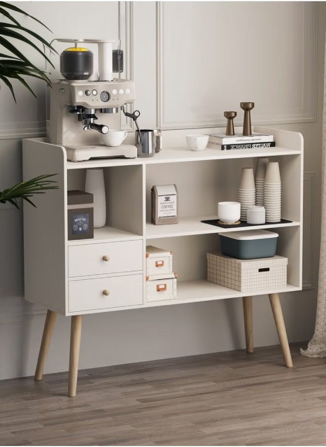 C&C Home Coffee Corner Home Kitchen Coffee Bar Cabinet Shelf With Drawers Display Cabinet Kitchen Bakers Rack Sideboard For Living Room, Bedroom Or Office 100x35x90 cm  - Image 1