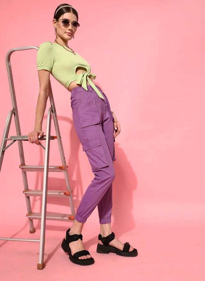 STREET 9 Lime Green One Shoulder Crop Top for Women