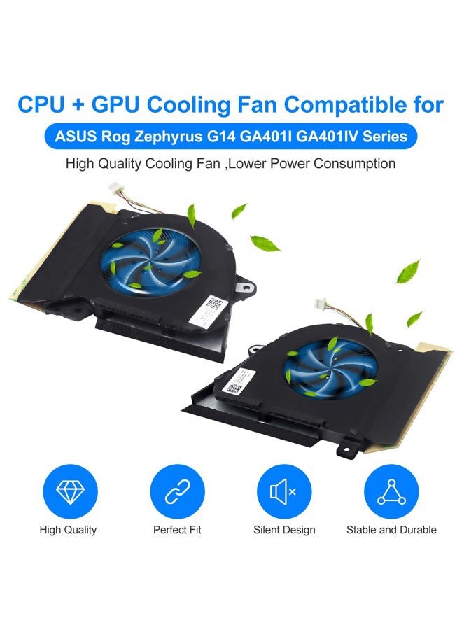 ARLBA 2Pack New Replacement Laptop CPU+GPU Cooling Fan for ASUS Rog Zephyrus G14 GA401 GA401I GA401IV GA401IU GA401IH GA401II DFSCK22105182H FMBB DFSCK22115181H FMBC 12V 1A Fan w/ 2 Repair Tools - Image 2
