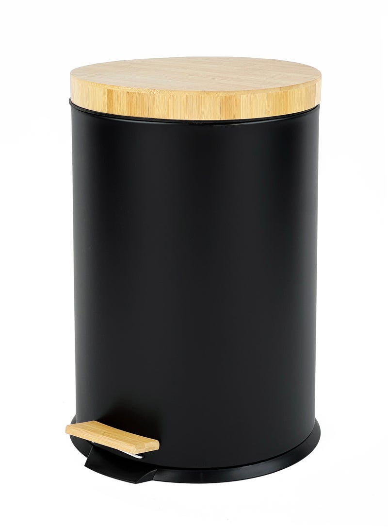 جاتور سلة مهملات جيتور مع دواسة وغطاء بامبو بإغلاق ناعم سعة 20 لتر باللون الأسود