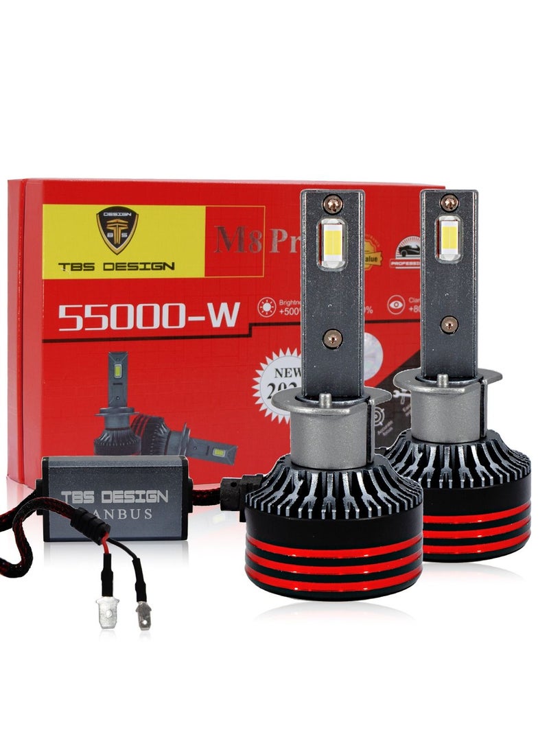 تي بي إٍس ديزاين - قطعتان H1 55W LED لمبة المصباح الأمامية 5500 Lumens Xtreme Bright مع درجة حرارة اللون 6000K - Image 1