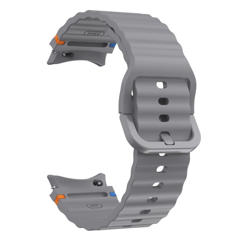 erorex For Samsung Galaxy Watch 5 Pro Wave Pattern Stitched Silicone Watch Band(Dark Gray) - Image 3