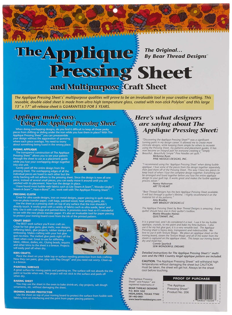 Bear Thread Applique Pressing Sheet 13in x 17in, White - Image 2