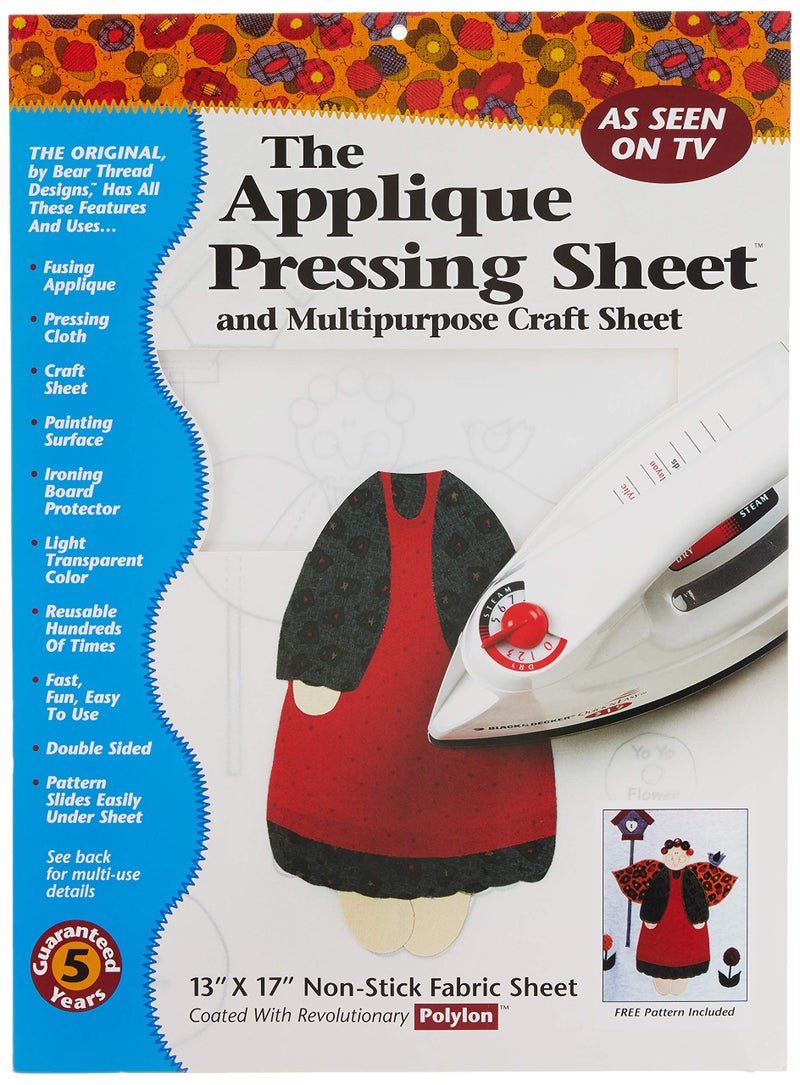 Bear Thread Applique Pressing Sheet 13in x 17in, White - Image 1