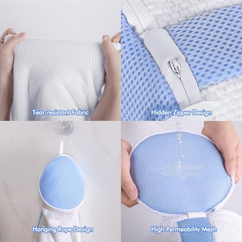 Teletrogy 2Pcs Shoe Washing Machine Bags, Laundry Shoes Bag for Washer & Dryer, Reusable Shoe Cleaning Bag Fluffy Fiber Inside, Sneaker Tennis Laundry Bags for All Shoes, Large Size, 7 x 13 Inches - Image 5