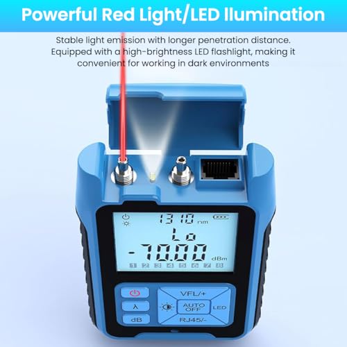 Serplex® 4 in 1 Optic Cable Tester for Fiber Optic Cable, LCD Backlight Optical Power Meter with LED Light & Automatic Calibration, Visible Red Laser Tool, Battery Operated, Battery Not Included - Image 3