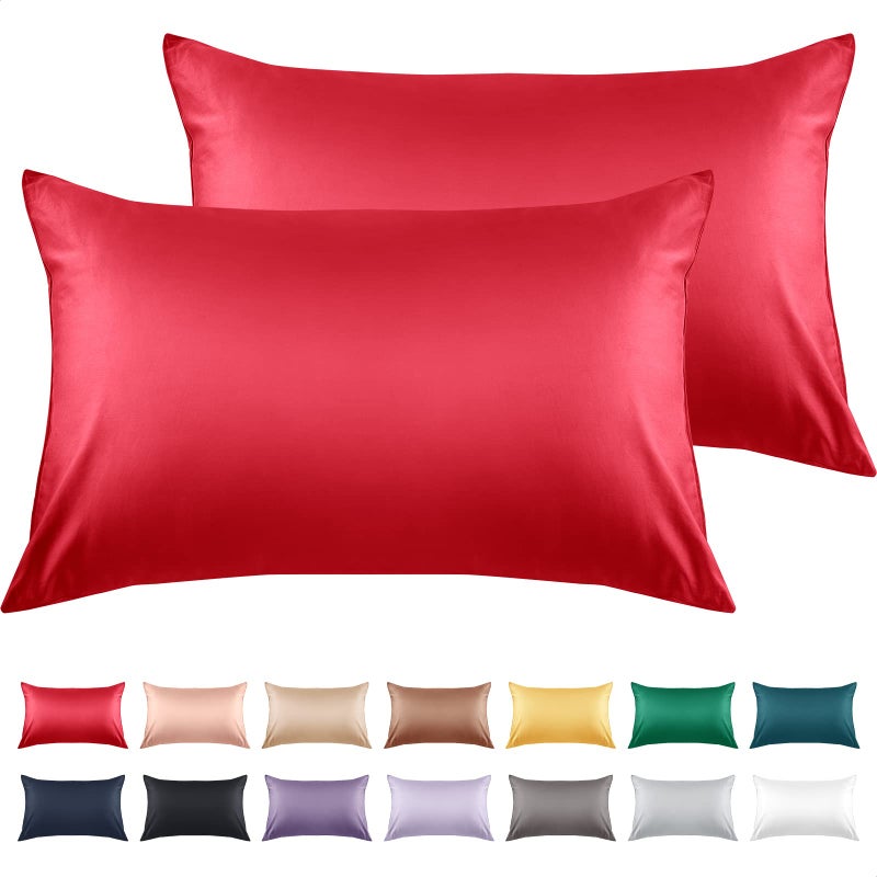 Warmstar Cotton Pillow Cases King Size Set of 2  600 Thread Count Pillowcases 20x36 Inches  Soft Long Staple Cotton Pillowcases Breathable with Envelope Closure Wine Red - Image 1
