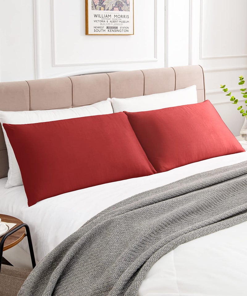 Warmstar Cotton Pillow Cases King Size Set of 2  600 Thread Count Pillowcases 20x36 Inches  Soft Long Staple Cotton Pillowcases Breathable with Envelope Closure Wine Red - Image 2