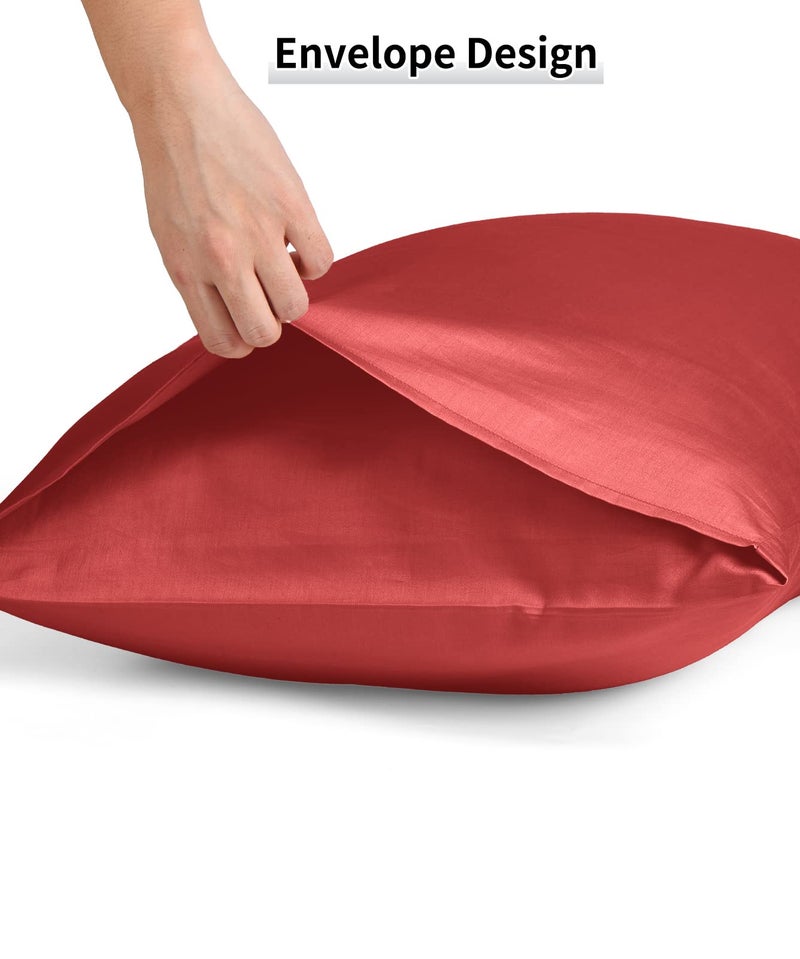 Warmstar Cotton Pillow Cases King Size Set of 2  600 Thread Count Pillowcases 20x36 Inches  Soft Long Staple Cotton Pillowcases Breathable with Envelope Closure Wine Red - Image 5