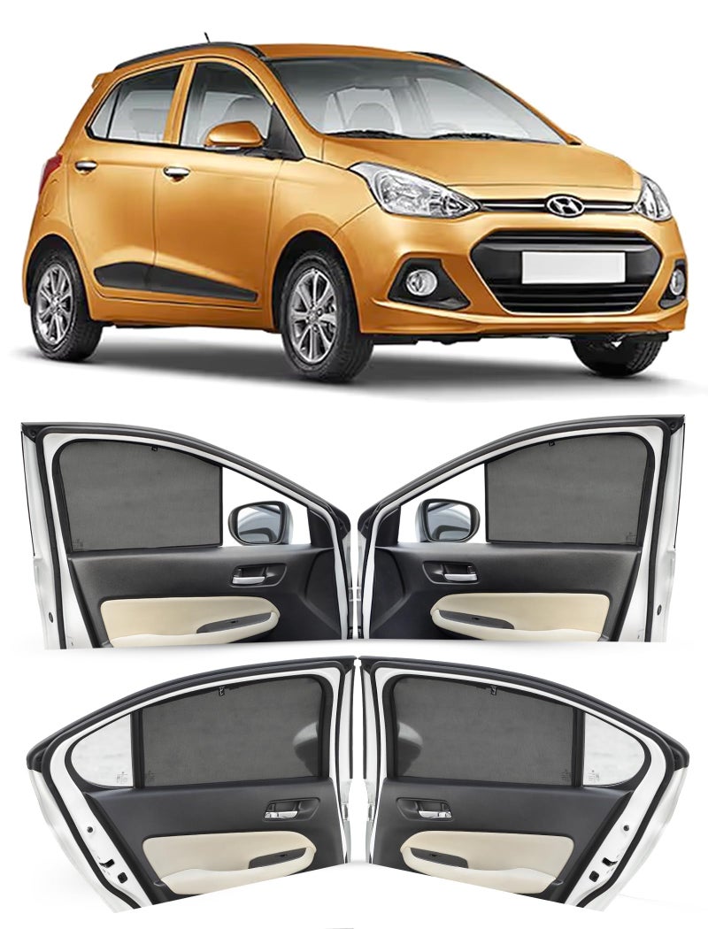 Autofact Car Sunshades for Hyundai Grand I10 Old (2013 to 2019), UV Protection, Useful Car Accessories, Custom fit Sun Shades for Side Windows, Set of 4 - Image 1