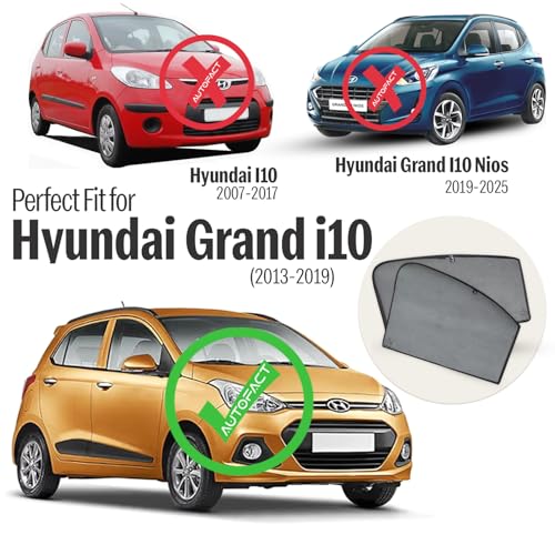 Autofact Car Sunshades for Hyundai Grand I10 Old (2013 to 2019), UV Protection, Useful Car Accessories, Custom fit Sun Shades for Side Windows, Set of 4 - Image 2
