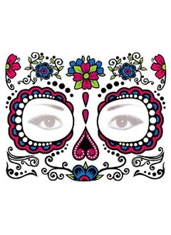 Day of Dead Face Tattoos, 6-Sheet Sugar Skull Tattoos Temporary Stickers and 3-Sheet Fake Floral Black Skeleton Web Full Face Mask Tattoo for Women Girls Kids Holloween Face Makeup
