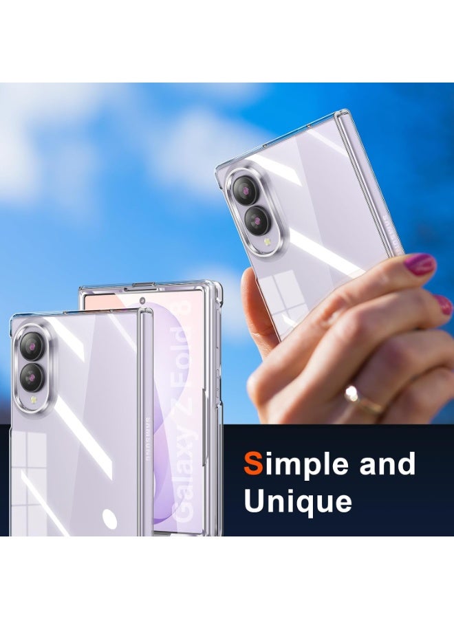 جراب Samsung Galaxy Z Fold 8 5G شفاف مع واقي شاشة أمامي مدمج مقاوم للخدش مع ظهر صلب من البولي كربونات ومصد حماية غطاء هاتف مقاوم للصدمات حماية كاملة للهيكل متوافق مع الشحن اللاسلكي - Image 2