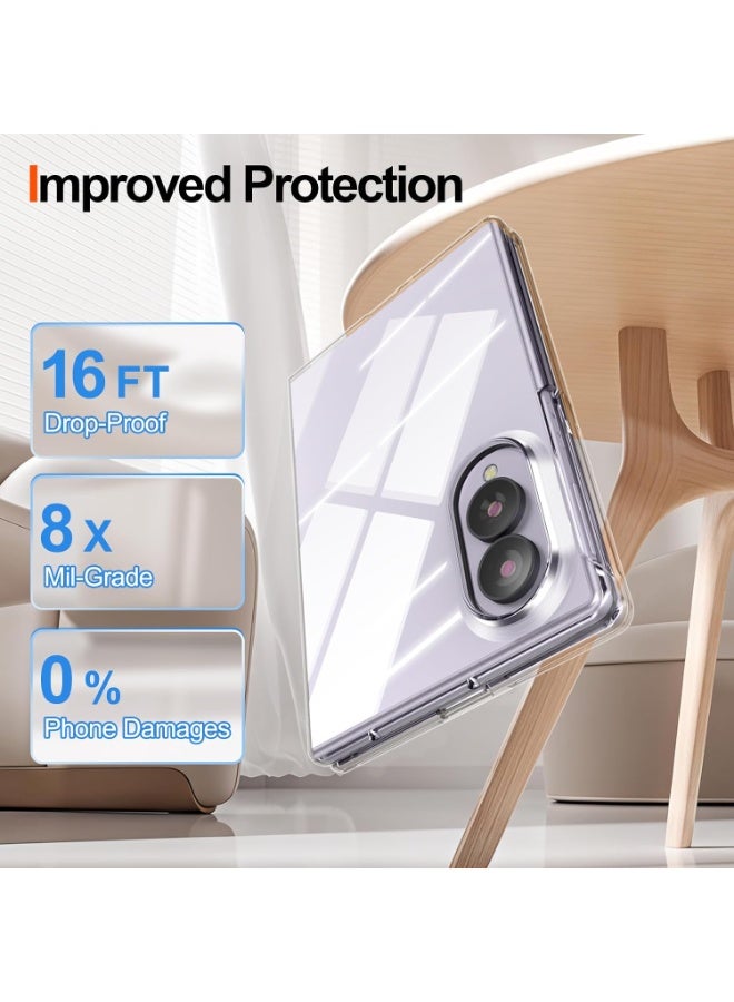 جراب Samsung Galaxy Z Fold 8 5G شفاف مع واقي شاشة أمامي مدمج مقاوم للخدش مع ظهر صلب من البولي كربونات ومصد حماية غطاء هاتف مقاوم للصدمات حماية كاملة للهيكل متوافق مع الشحن اللاسلكي - Image 4