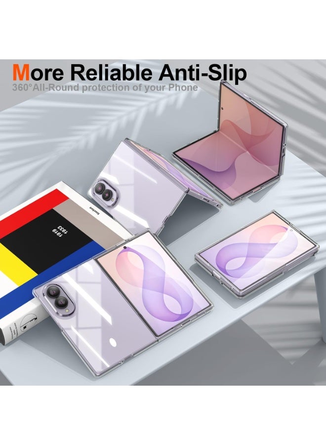 جراب Samsung Galaxy Z Fold 8 5G شفاف مع واقي شاشة أمامي مدمج مقاوم للخدش مع ظهر صلب من البولي كربونات ومصد حماية غطاء هاتف مقاوم للصدمات حماية كاملة للهيكل متوافق مع الشحن اللاسلكي - Image 3