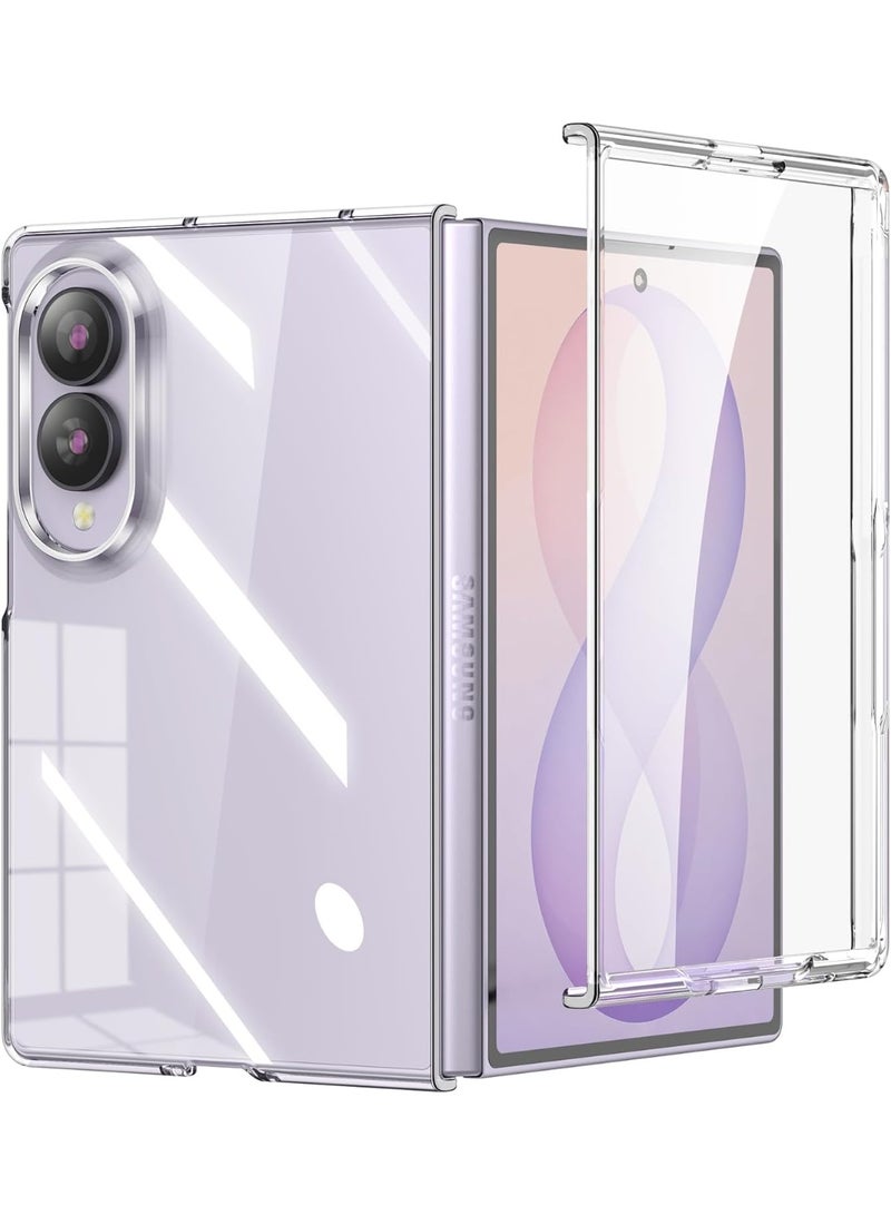 جراب Samsung Galaxy Z Fold 8 5G شفاف مع واقي شاشة أمامي مدمج مقاوم للخدش مع ظهر صلب من البولي كربونات ومصد حماية غطاء هاتف مقاوم للصدمات حماية كاملة للهيكل متوافق مع الشحن اللاسلكي - Image 1