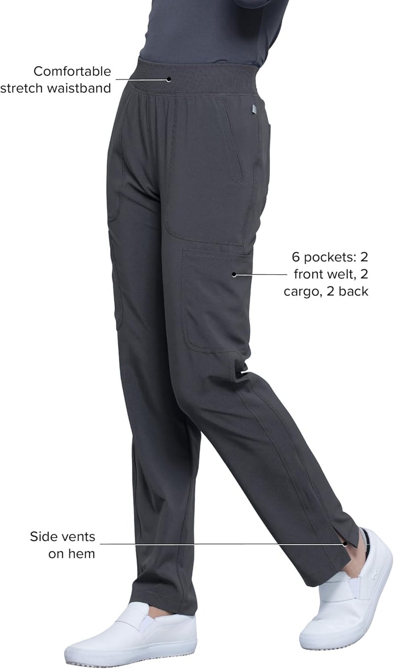 Infinity Cherokee Women's Mid Rise Tapered Leg Pull-on Scrub Pants - Pewter - Image 4