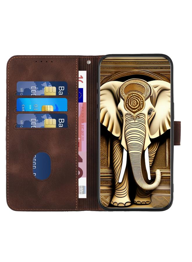 S-TOP Case For Samsung Galaxy A20/A30 YX0060 Elephant Head Embossed Phone Leather Case with Lanyard - Image 3