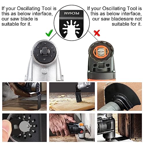 PECHAM 24PCS Universal Wood Metal Oscillating Multitool Quick Release Saw Blades Fit Porter Cable Black & Decker Rockwell Ridgid Ryobi Milwaukee Chicago Craftsman - Image 3