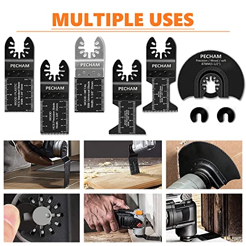 PECHAM 24PCS Universal Wood Metal Oscillating Multitool Quick Release Saw Blades Fit Porter Cable Black & Decker Rockwell Ridgid Ryobi Milwaukee Chicago Craftsman - Image 2