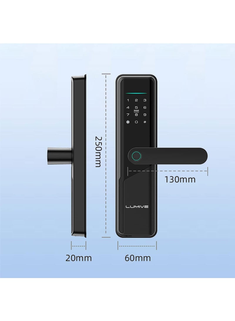 لوميف قفل باب ذكي Lumive Guardian G12، دعم اللغة العربية، إصدار Mortise 4585، التحكم في التطبيق، مناسب للأماكن الخارجية، إدخال بصمات الأصابع، كلمات المرور، Deadbolt، مفاتيح، 5 بطاقات RFID. يعمل مع Alexa (تطبيق TTLock - Bluetooth) - Image 4